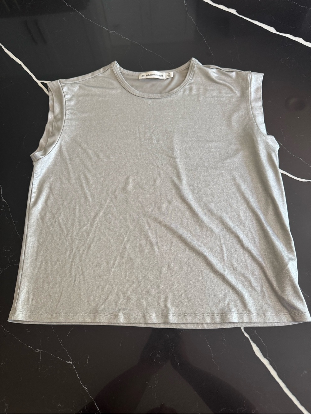Rebecca Minkoff Metallic Silver Sleeveless Tank